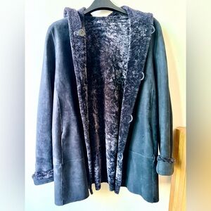 Women’s Real Shearling Navy Jacket sz L